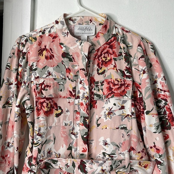 Anthropologie Mare Mare Floral Pink Shirt Dress Button Up - Picture 2 of 7